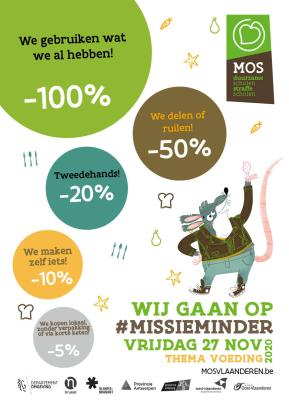 affiche van MissieMinder met rat en soldenbollen