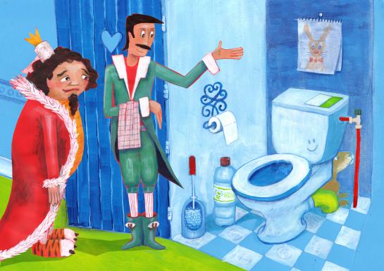 Lakei Hoogwater toont zijn eenvoudig toilet