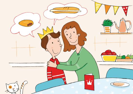 Mama geeft Brecht een zoen.