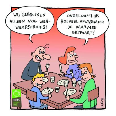 cartoon afwaswater besparen
