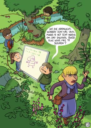 cartoon buitenlesdag digitaal bord hoge resolutie