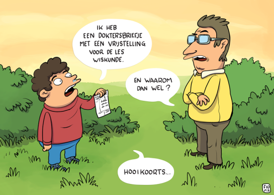 cartoon buitenlesdag hooikoorts