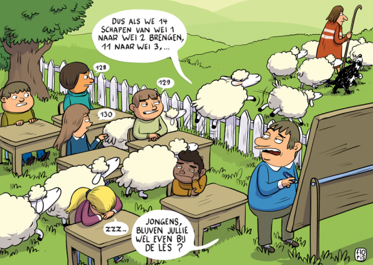 cartoon buitenlesdag schaapjes