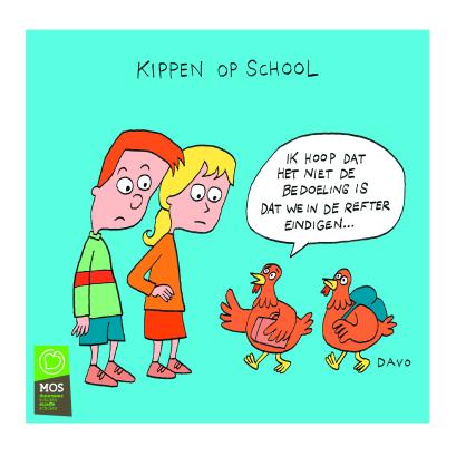 cartoon kippen op school