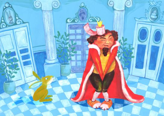 Koning Flapdrol moet dringend naar het toilet