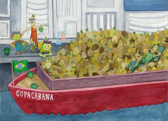 Naar de boot uit Brazilië.