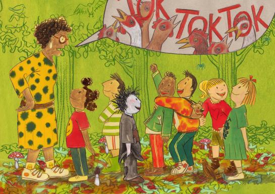 Als kakelende kippen