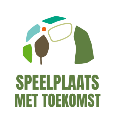 slogan 'Speelplaats met toekomst', met daarboven enkele kleurenvlakken